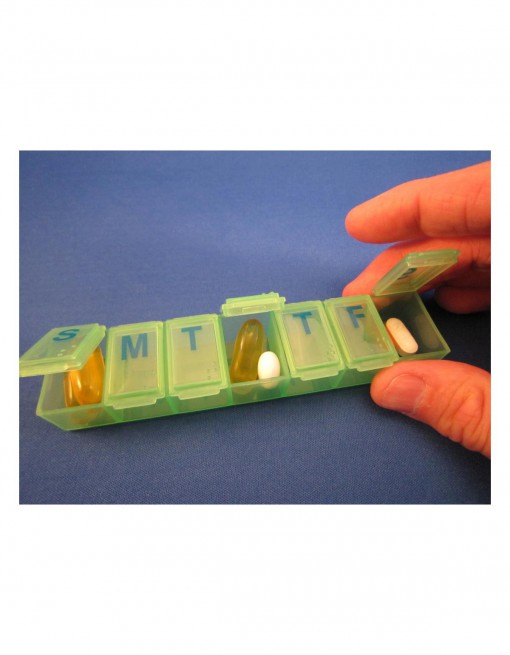 7 Day Green Braille Pill Storage Box in Medication Aids/Medication Cases