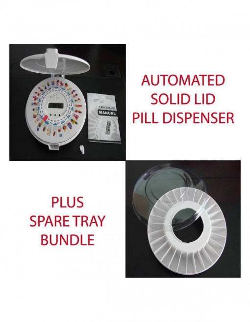 Bundle (Solid Lid) Automated Pill Dispenser with spare tray set - TT4-28SLB in Medication Aids/Medication Dispensers