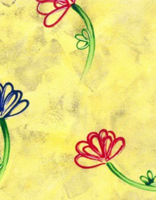 Flowers on Yellow Coated Table Cloth, Placemats & Aprons - Daily Aids/Dining & Eating Aids