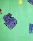 Purple Hippos on Green Coated Table Cloth, Placemats & Aprons - Daily Aids/Dining & Eating Aids