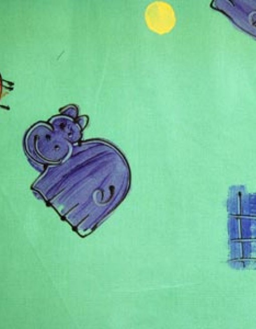 Purple Hippos on Green Coated Table Cloth, Placemats & Aprons in Daily Aids/Dining & Eating Aids
