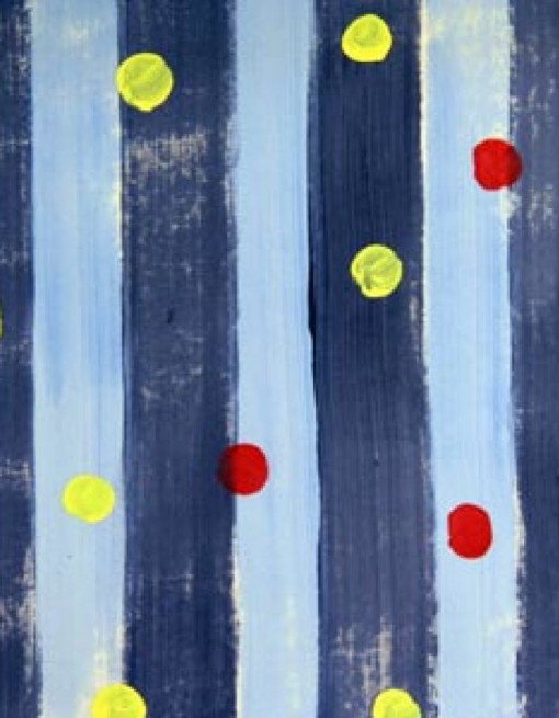 Red and Yellow Dots on Blue Stripe Coated Table Cloth, Placemats & Aprons in Daily Aids/Dining & Eating Aids