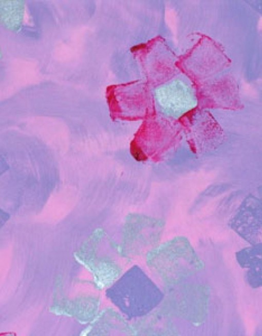 Sponge Flowers on Lilac and Pink Coated Table Cloth, Placemats & Aprons in Daily Aids/Dining & Eating Aids