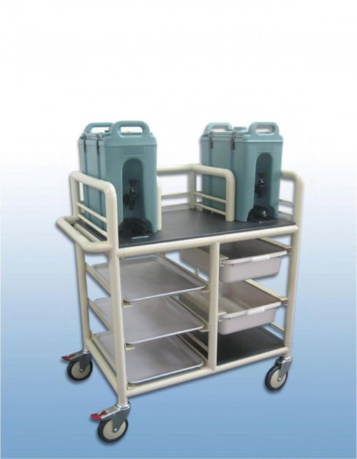 2 x Bay double urn trolley with trays and tubs in Professional/Trolleys/Beverage Trolleys