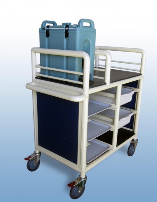 2 x Bay Enclosed single urn trolley with trays and tubs - Professional/Trolleys/Beverage Trolleys