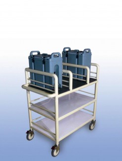 3 x Shelf double urn trolley with guard rails - Professional/Trolleys/Beverage Trolleys