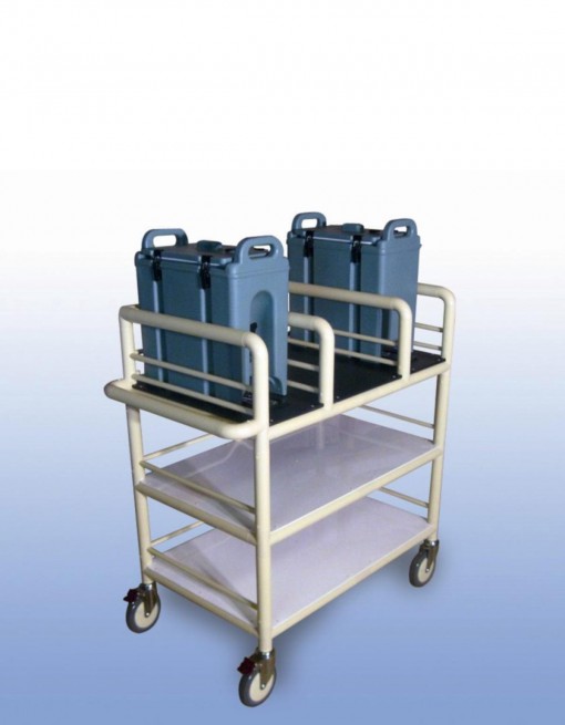 3 x Shelf double urn trolley with guard rails - Professional/Trolleys/Beverage Trolleys