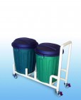 Double 75Litre Bin dolly with handle - Professional/Trolleys/Cleaning Trolleys