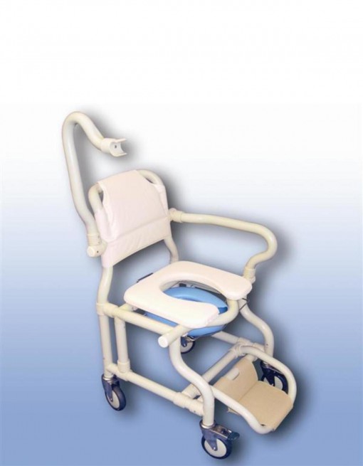 Large deluxe mobile shower chair with pan/panholder - Bathroom Safety/Shower Chairs & Seats