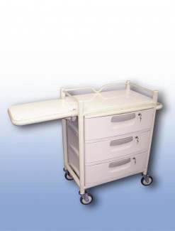 Lockable three drawer trolley (with fold away table) - Professional/Trolleys/Drawer Trolleys