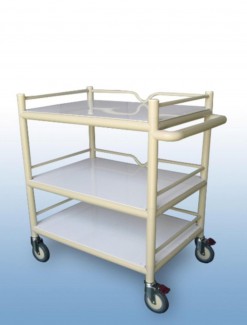 Multi-Purpose Trolley 3 x PVC shelf + 3 x Guard rails - Professional/Trolleys/Laundry Trolleys